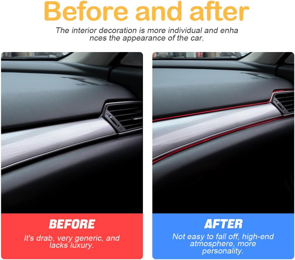 Osilly Car Interior Moulding Trim Strips, 33Ft/10M Universal Electroplating Decoration Filler Insert Strips, Styling Dashboard DIY Flexible Strip, Garnish Accessory with Installing Tool (Pink)