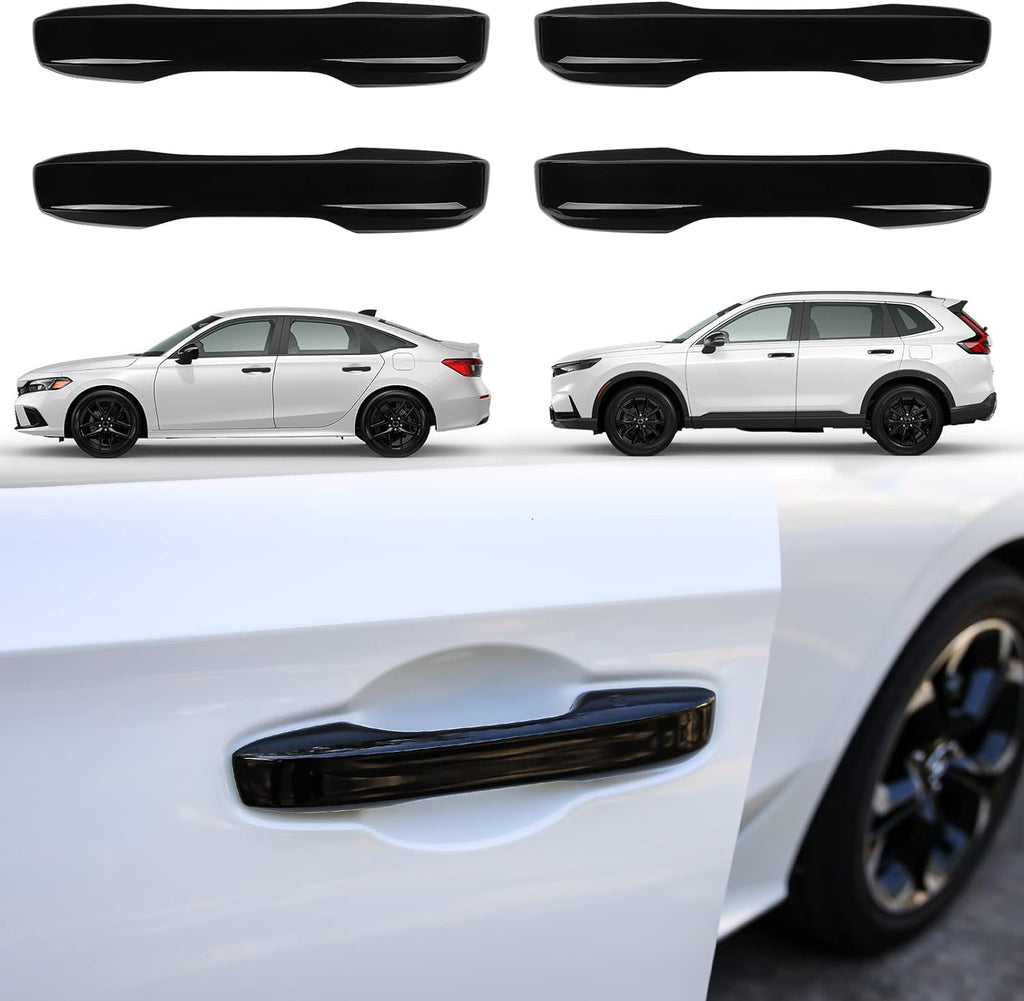 Thenice Snap-on Door Handle Cover for Honda Civic 2022-2026 -Black | Compatible with Honda Accord CR-V HRV 2023-2026 11th Gen Civic, No Tape Needed Exterior Handle Protection, Piano Black