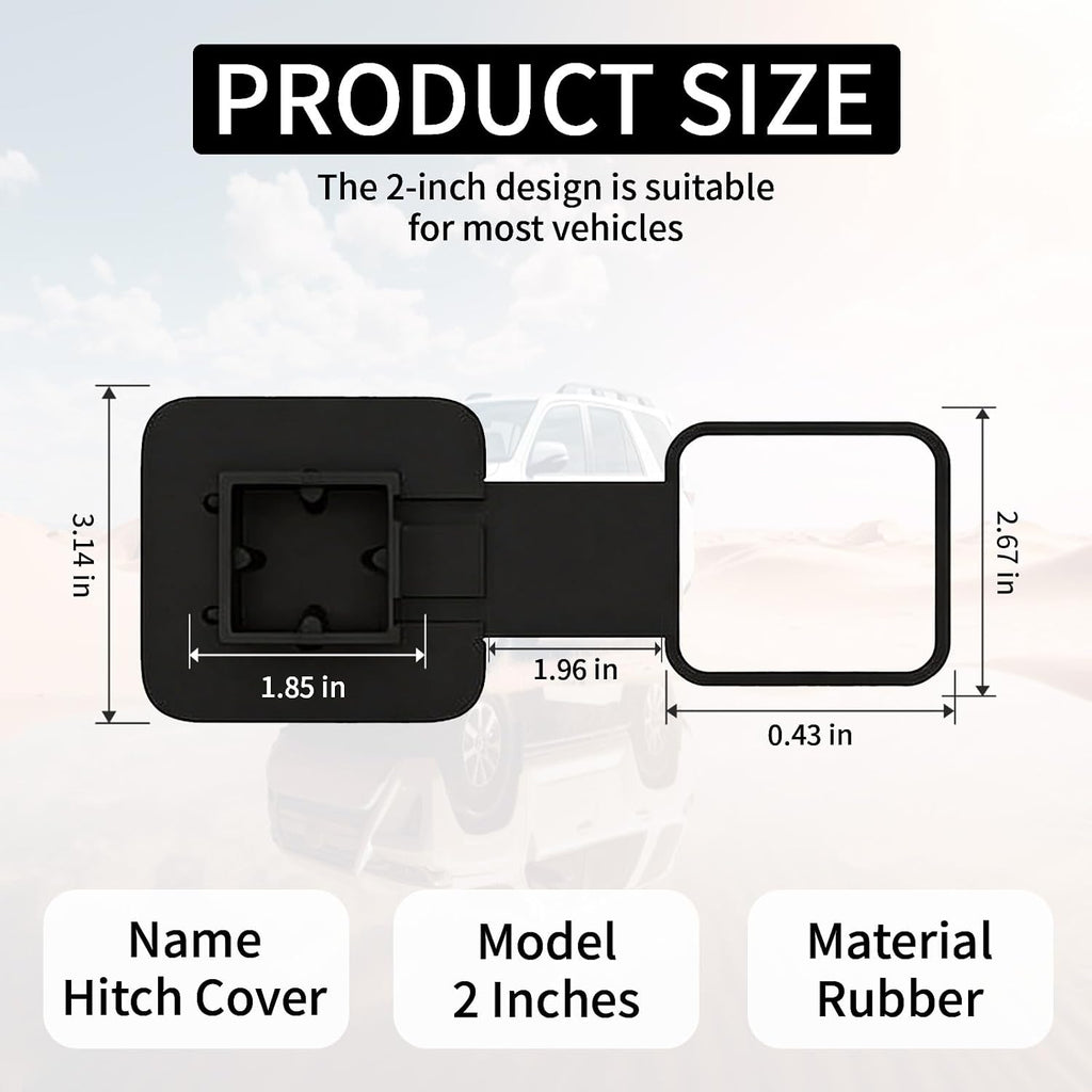2 Inch Trailer Hitch Covers, Upgraded Rubber Tow Hitch Cover with American Flag Design, Black Silver Receiver Tube Hitch Plug, Automotive Exterior Accessories