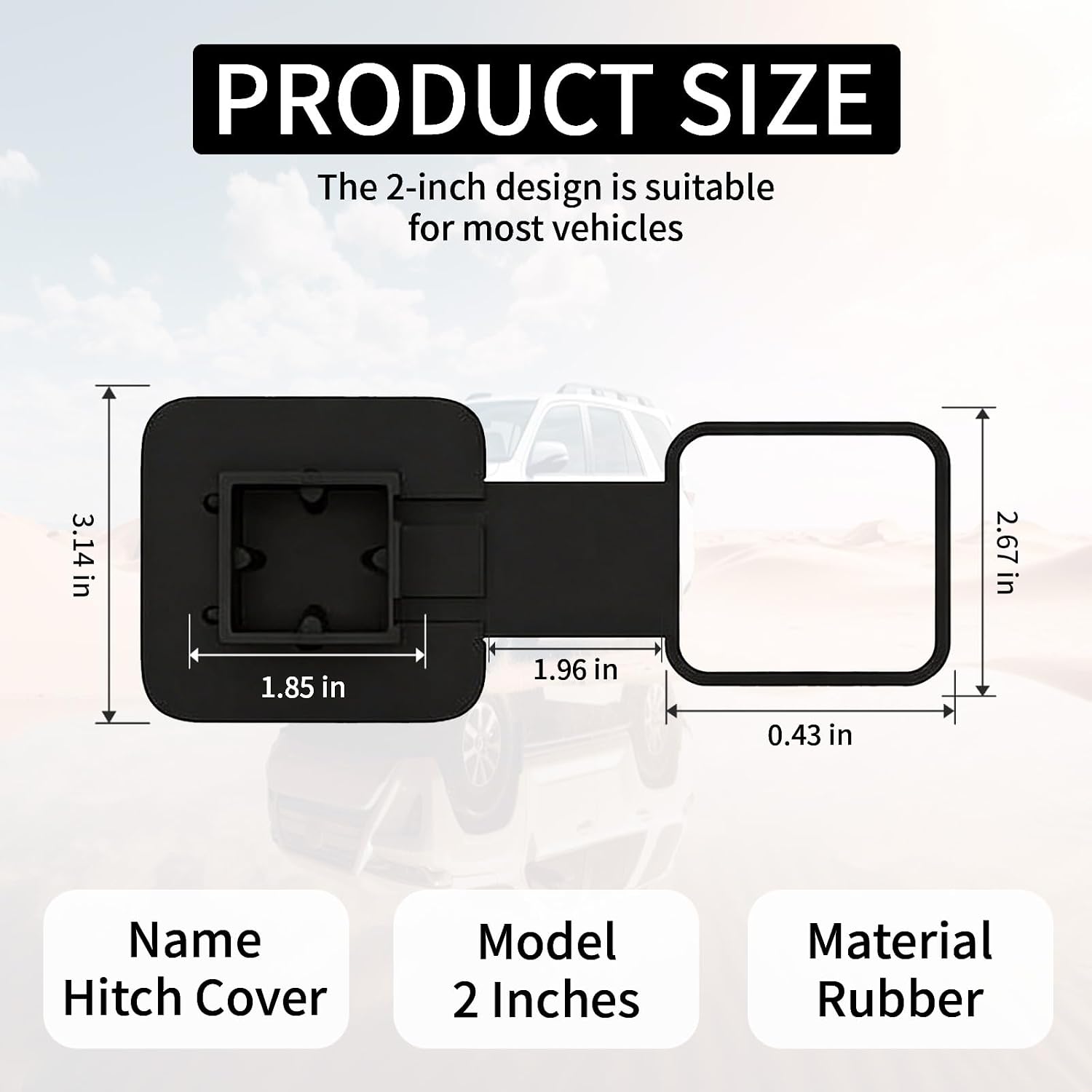 2 Inch Trailer Hitch Covers, Upgraded Rubber Tow Hitch Cover with American Flag Design, Black Silver Receiver Tube Hitch Plug, Automotive Exterior Accessories