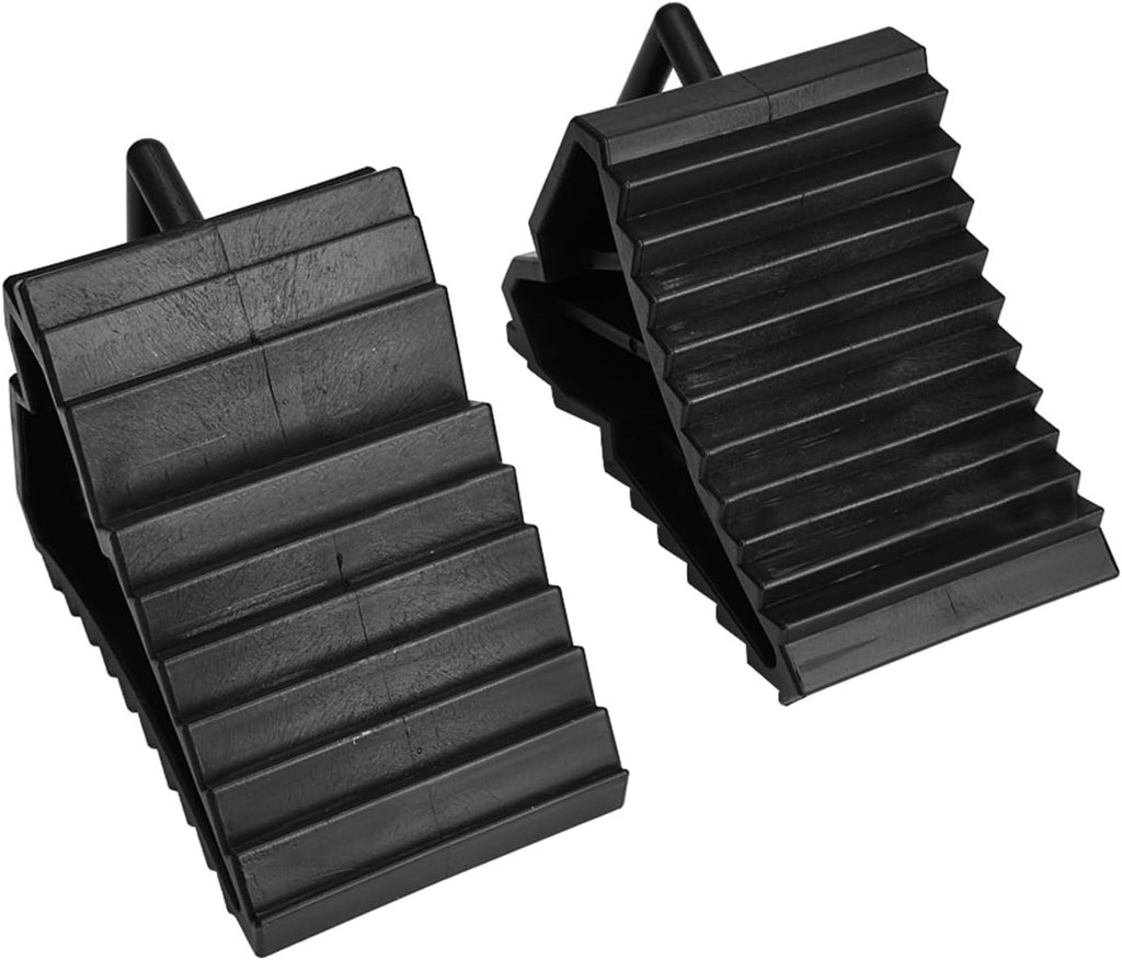 Wheel Chocks with Handles, 2 Packs Tyre Saver Brake Stoppers Ridged Wedges for Car Caravans Trailer Motorhomes Wheel Stoppers