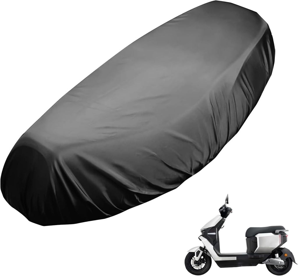Universal Motorcycle Seat Cover, Waterproof Sunproof Wear-Resistant Oxford Cloth Saddle Protector, All-Season Dustproof Anti-Slip Seat Cushion Replacement Cover for Scooters Mopeds Bikes (Black)