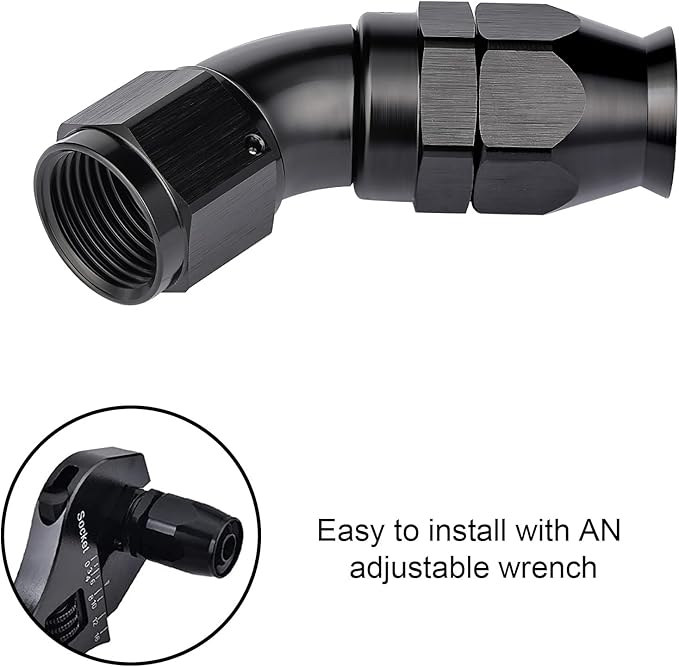 EVIL ENERGY 6AN 45 Degree PTFE One Piece Full Flow End Hose Fitting Aluminum - Image 6