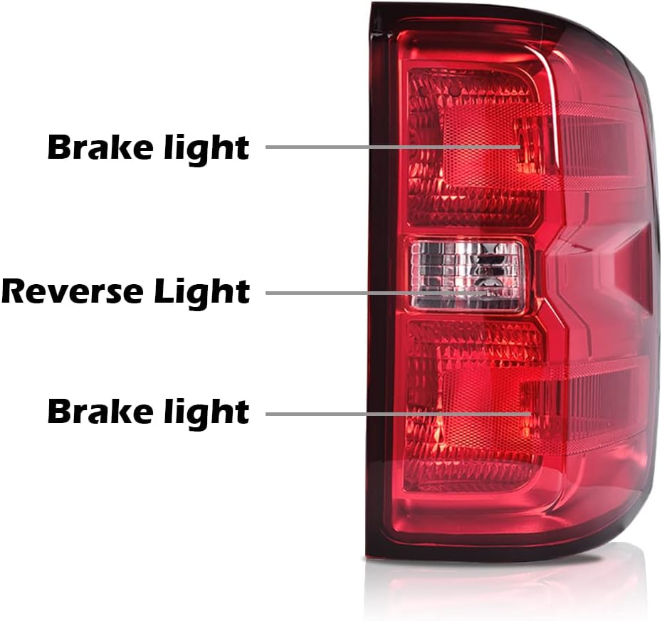 G-PLUS Tail Light Assembly w/Wiring Harness Fit For 2016 2017 2018 2019 Chevy Silverado 1500 2500 HD/GMC Sierra 3500 HD Tail Brake Lamps GM2800261 GM2801261 Luces Traseras,Faros Traseros Red Lens