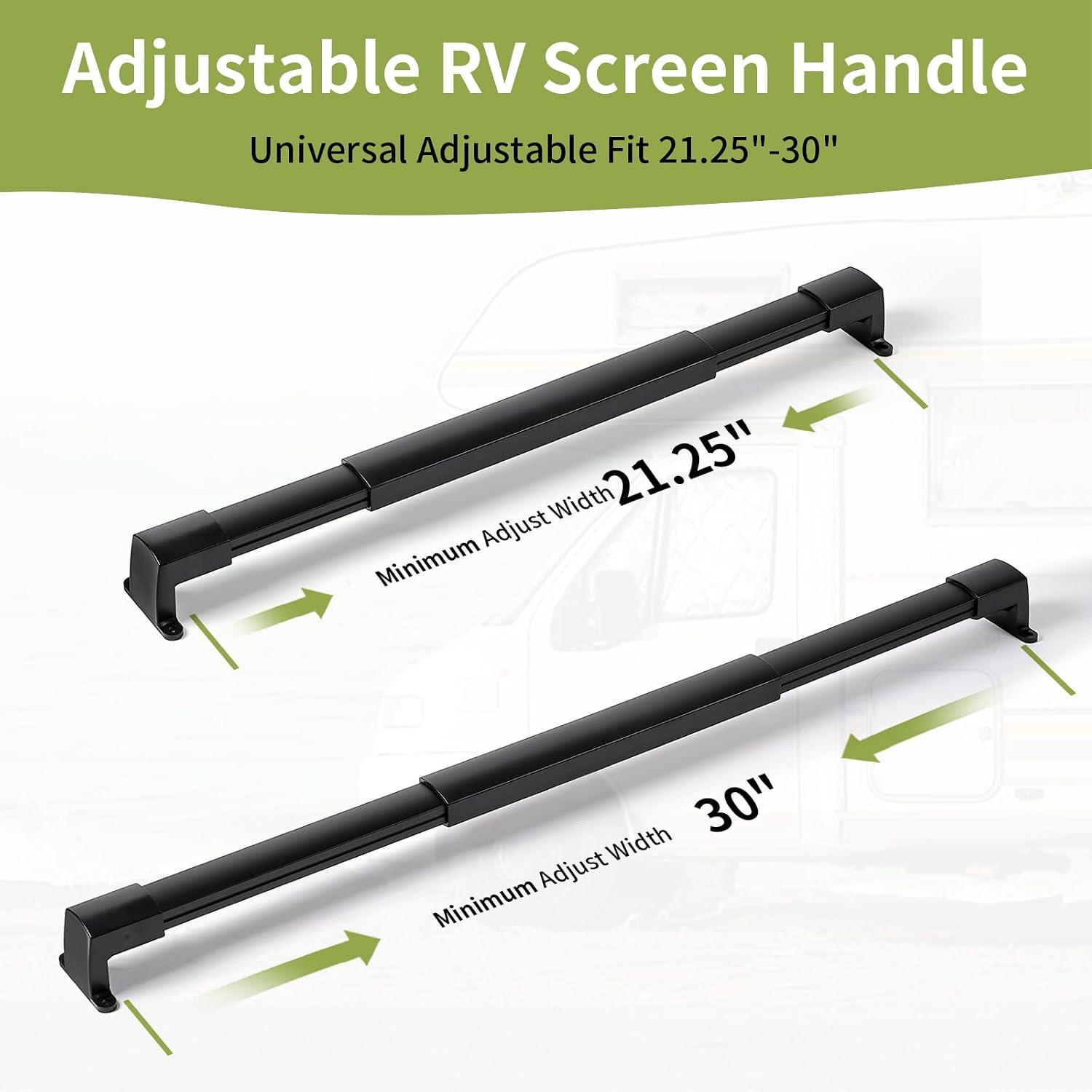 RV Screen Door Handle Adjustable 21-5/8" to 28-5/8", Sturdy Rustproof Aluminum Grab Bar, Universal Screen Door Cross Bar Replacement for RV Camper Travel Trailer Motorhome Accessories