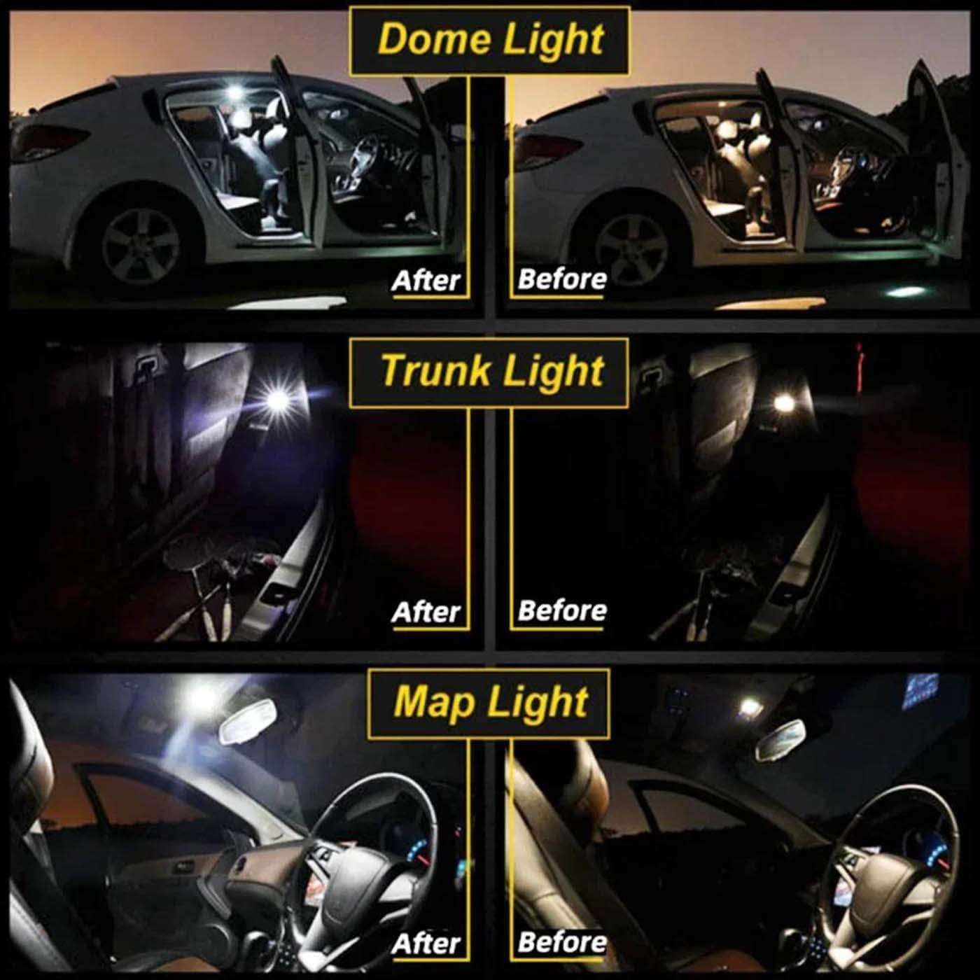 11Pcs LED Interior Dome Map Trunk Glove Box Light Kit, for Skoda Roomster 2006 2007 2008 2011 2012 2013 2014 2015