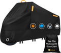 300D Heavy Duty Motorcycle Cover - All Season Waterproof Outdoor Protection with Lock-Holes, Night Reflective & Storage Bag Fits up to 96.5" Cruiser, Touring, Sportbike, Dirt Bike, Scooter