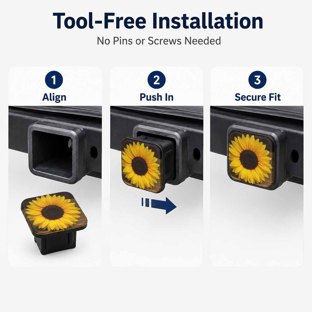 Trailer Hitch Covers Yellow Sunflower Heavy Duty 2 Inch Hitch Cover for Weather Protection, Rubber Hitch Receiver Cover Plug Cap for Trucks SUVs and Off-Road Vehicles