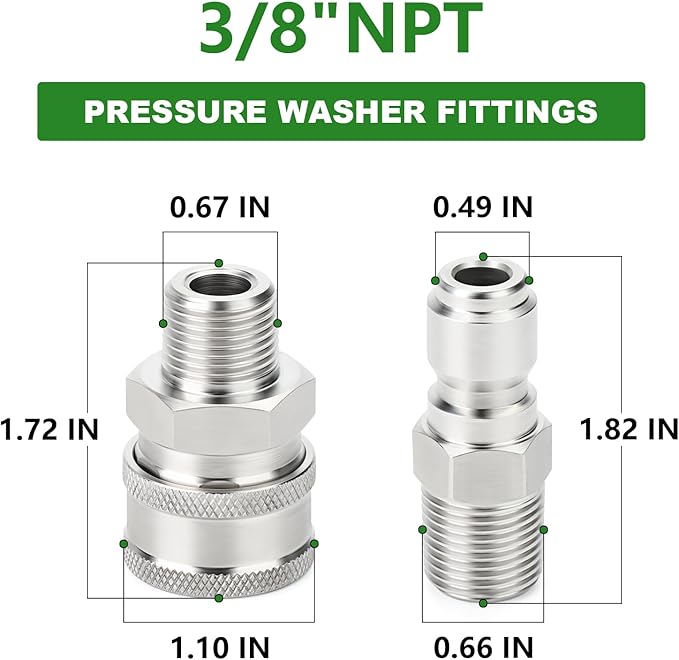 TAISHER 4PCS 304 Stainless Steel Pressure Washer Adapter Kit, Quick Connect - Image 2