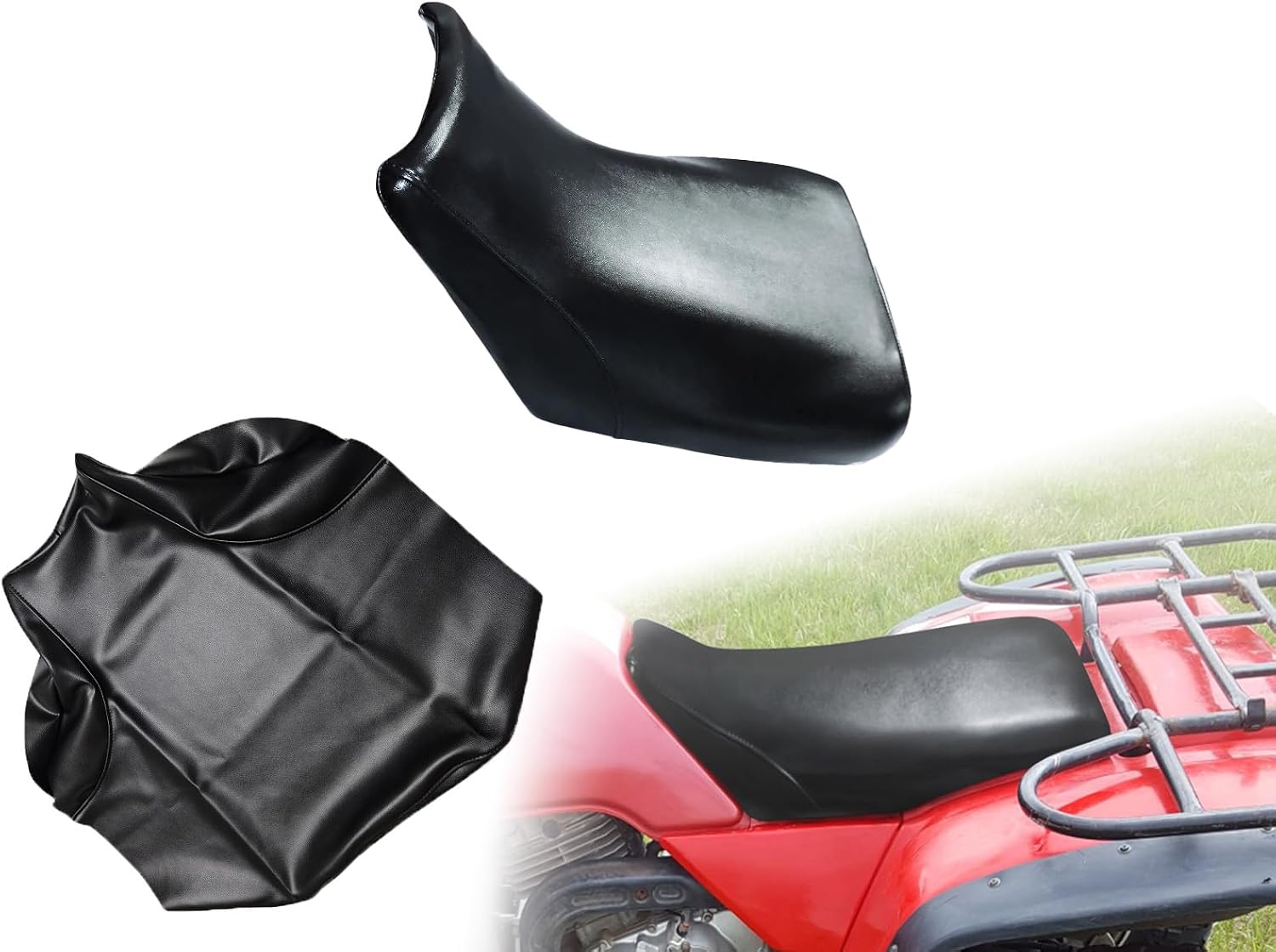 Full Wrap-Around Seat Cover for Honda TRX 500 TRX500FA FourTrax Foreman Rubicon 2001-04 /Premium Leather/Waterproof/Stain-Resistant (Black)