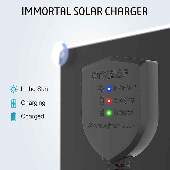 OYMSAE 10W Solar Car Battery Charger Portable 12V Trickle Battery Charger & - Image 6
