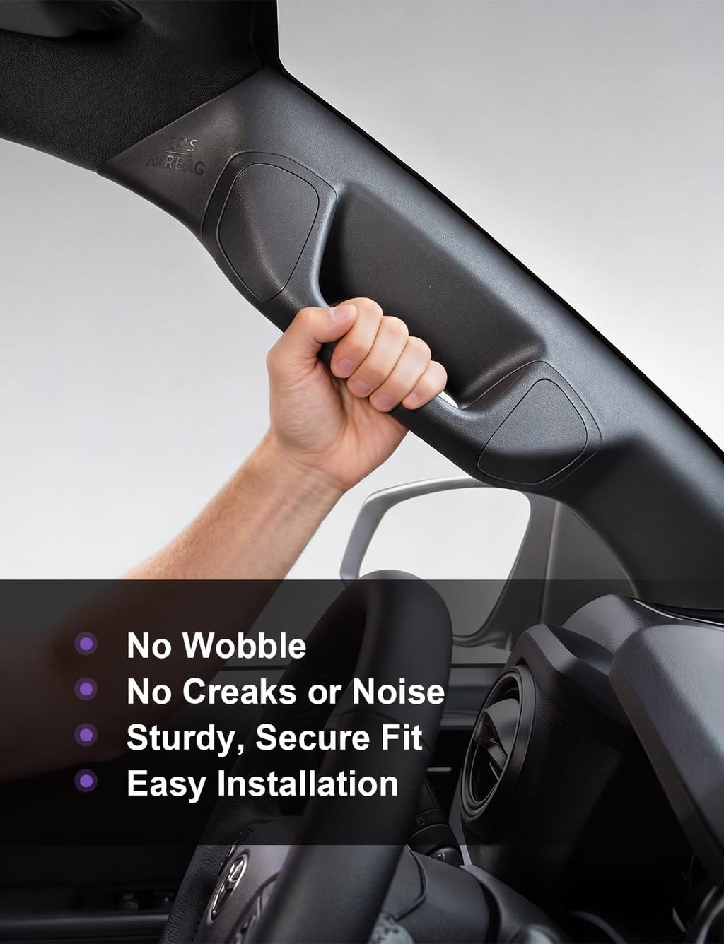 Driver Side A-Pillar Grab Handle for Toyota Tacoma 3rd Gen 2016-2023, OEM-Style Texture, Reinforced ABS, Quiet & Precision No-Wobble Fit, Easy Installation, Black