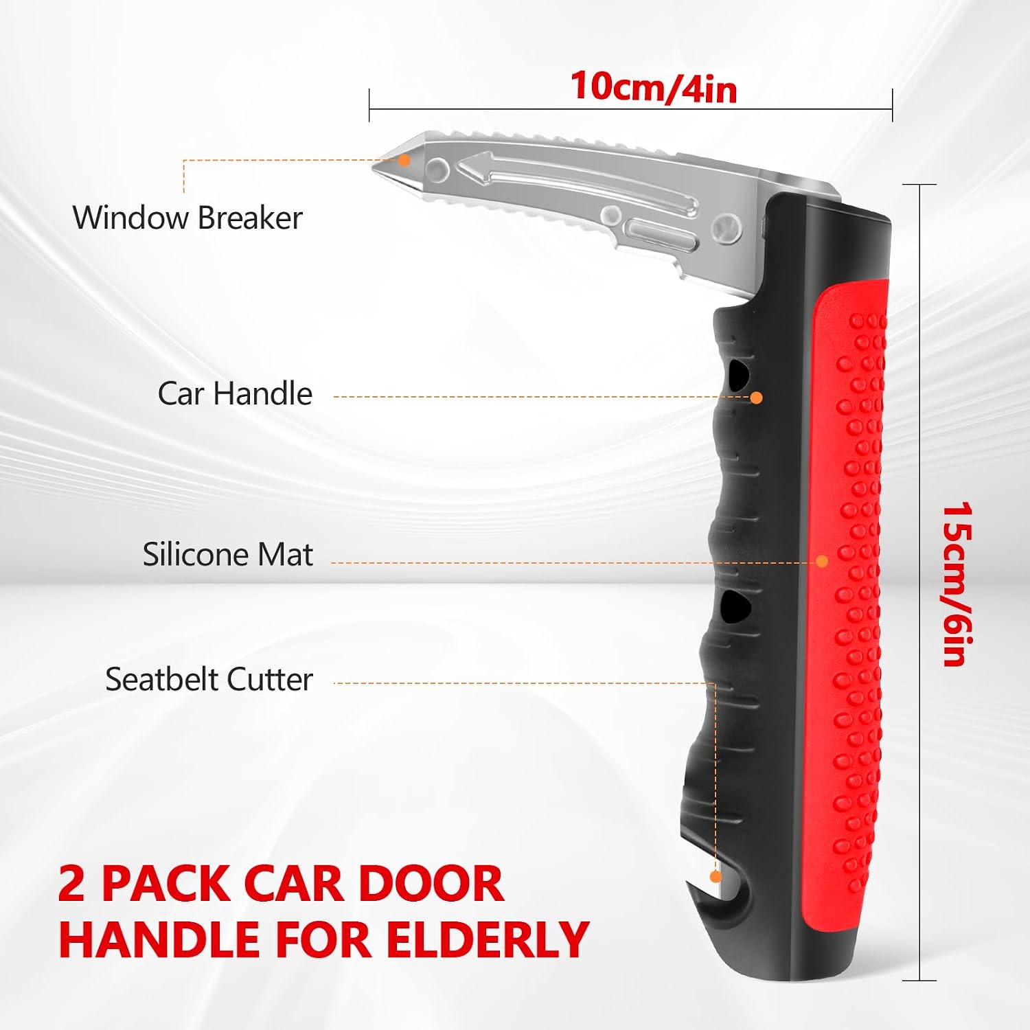 Kaiedos Car Door Handle for Elderly, 3-in-1 Car Handle Assist for Seniors, Portable Auto Cane Vehicle Support Handle, 500 lbs Capacity, Non-Slip Door Assist Bar (Red)