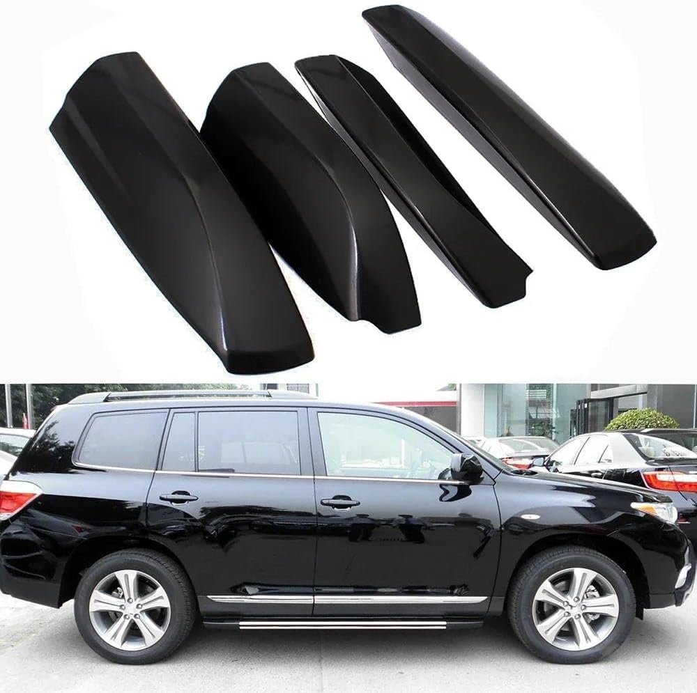Rooftop Cargo Carrier Black ABS Roof Rack Bar Rail End Protection Cover Shell 4PCS for Toyota for Highlander for XU40 2008-2012 2013 Roof Racks Boxes