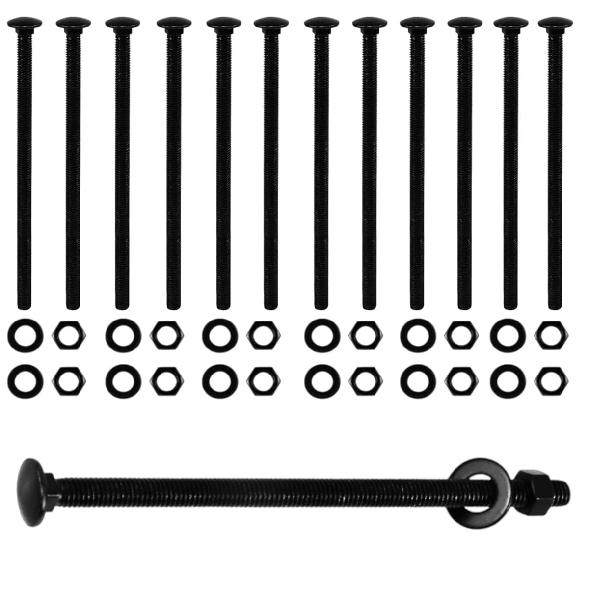 cnqlis 1/2" x 10" carriage bolts kit, 25pcs, main product view