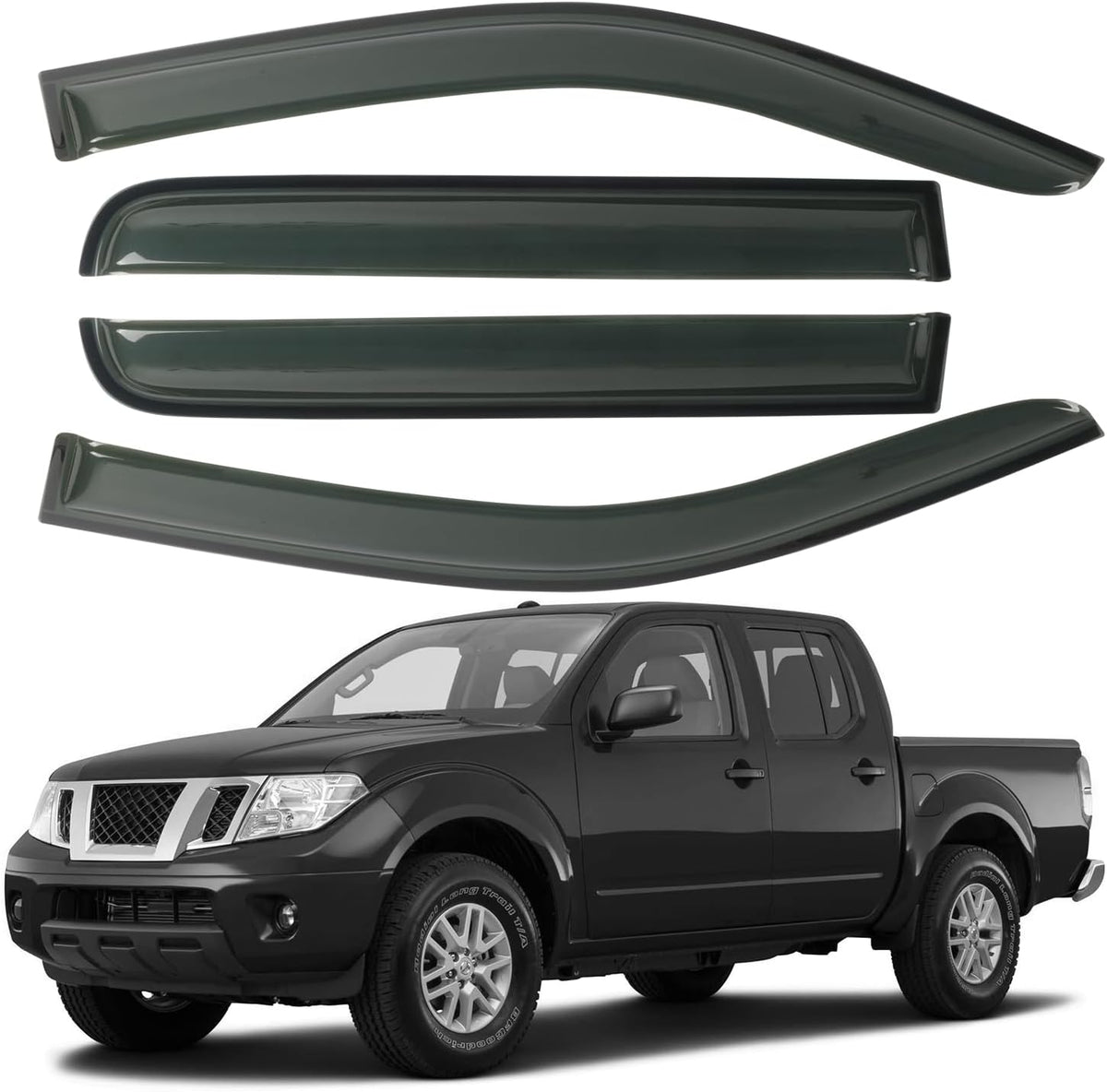 Window Visor Rain Guards Fit for Nissan Frontier Crew Cab 2005-2021 Trucks
