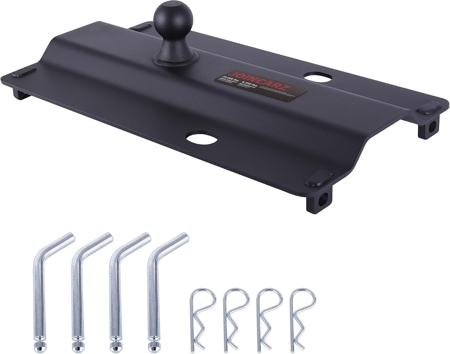 25000 lbs Gooseneck Ball Plate Fit for 5th Wheel Rails, Gooseneck Adapter Hitch for Pickup Truck Bed Trailer Towing, 2-5/16-Inch Ball, Fits Industry-Standard Rails,Carbide Black Powder Coat