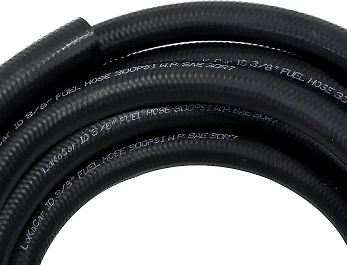 LokoCar Rubber Fuel Hose Line Push Lock 3/8" ID SAE 30R7 NBR 25ft 300PSI Black - Image 2