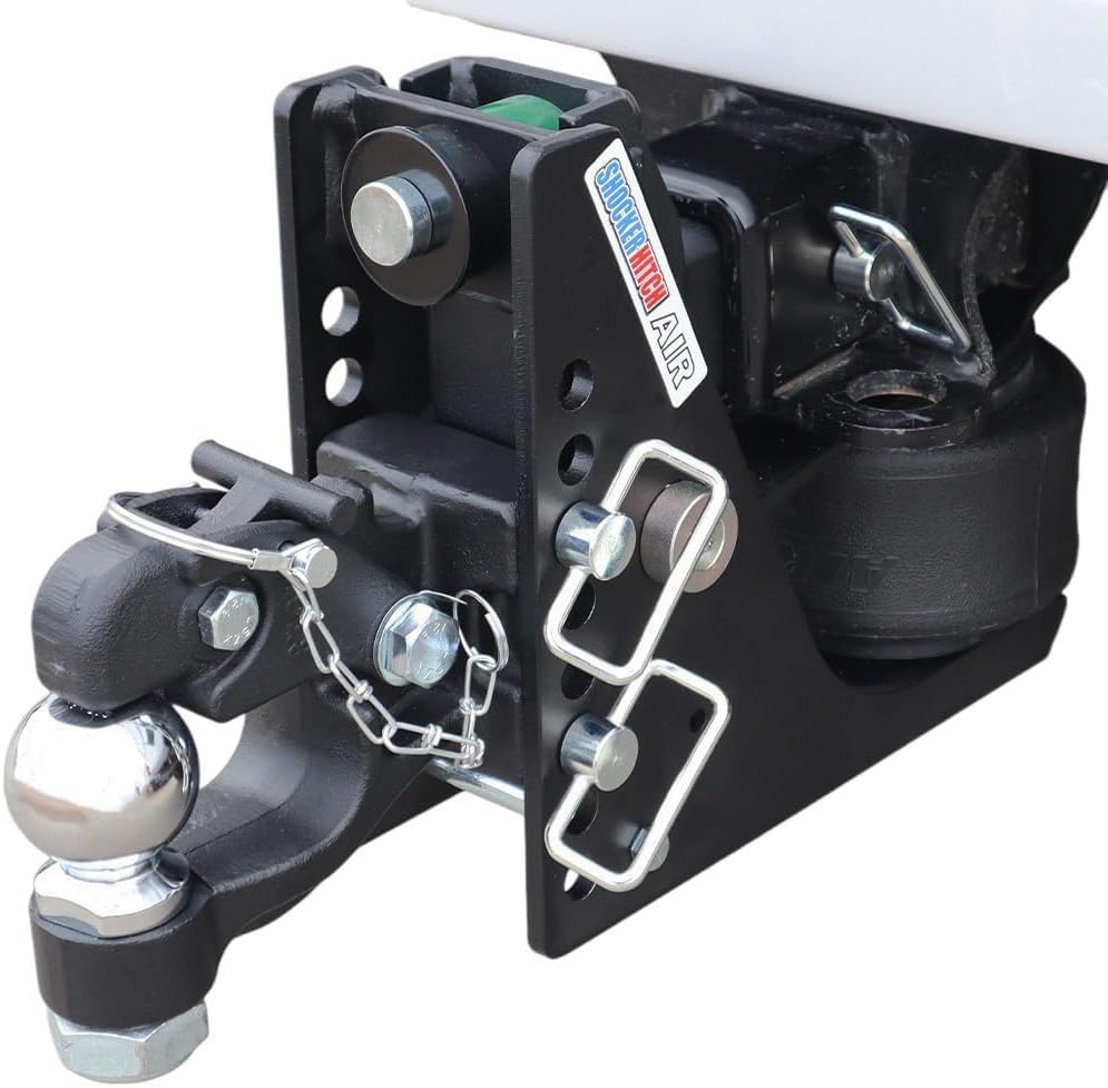 Shocker Max Black Air Channel Pintle & Ball Hitch - Fits 2-1/2"Hitch Has 2-5/16"Ball 14,000 lbs