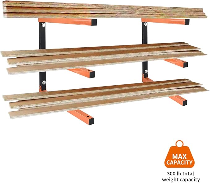 Homydom Garage Shelving Wood Rack, Lumber Storage Rack Wood Organizer Wall - Image 2