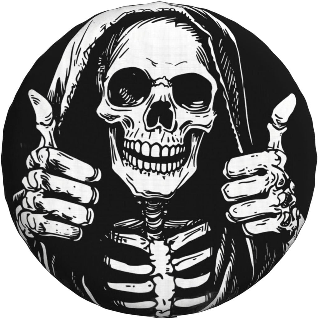 Funny Skull Spare Tire Cover Weatherproof Universal Wheel Protector | for RV & Camper, Travel Trailer Fit, Truck Compatible, Skull Graphic Design, All-Weather Protection