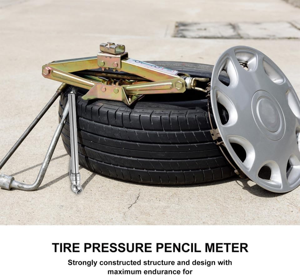 Pencil Tire Pressure Gauge 5pcs Silver Auto Tire Pressure Checker Pen for Car Wheel Maintenance Vehicle Repair Tool