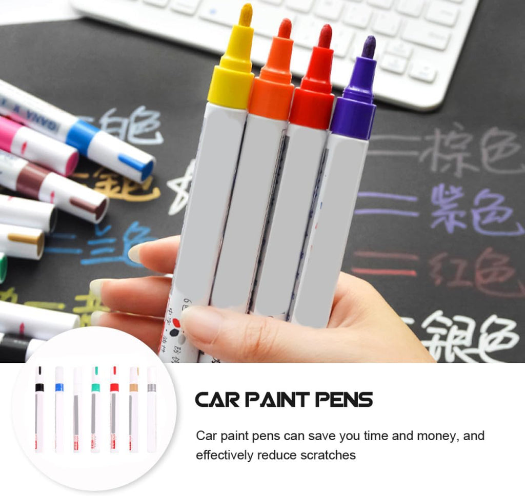 TEHAUX 7pcs Oil Based Tire Paint Pens Quick-drying Touch up Paint Markers Plastic Car Coat Pens for Waterproof Graffiti and Concealing Marks