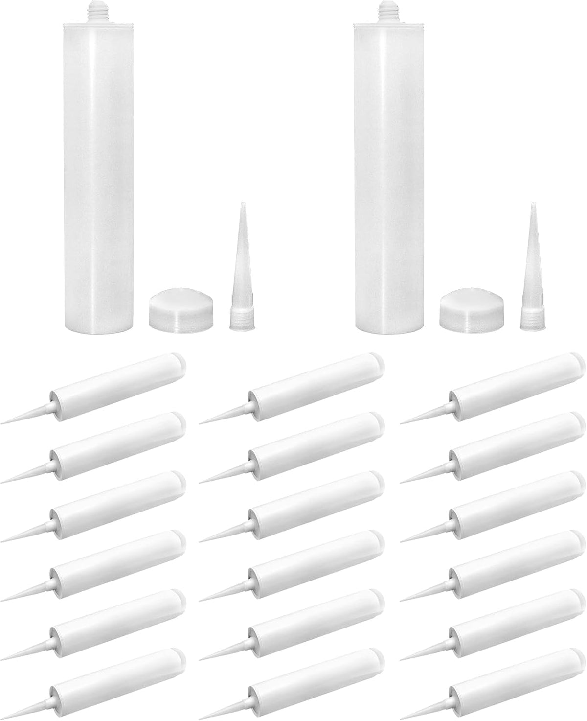 qwork empty caulk tube, 20 pack 10 oz. on a desk or shelf