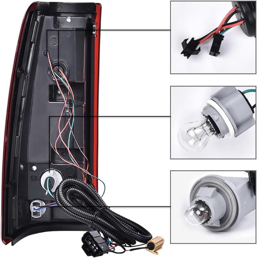 G-PLUS Tail Lights Assembly w/Wiring Harness Fit For Chevy Silverado 2003 2004 2005 2006 Rear Tail Lamps, Driver & Passenger Side, Red Lens Chrome Housing GM2800174 GM2801174 Luces Traseras