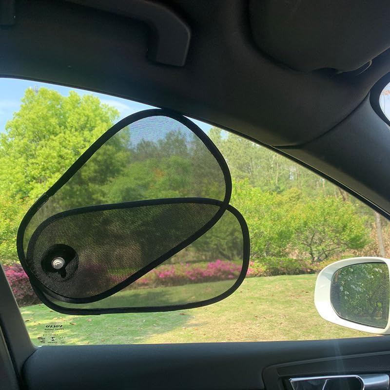 Car Side Window Sunshade, Rotatable Adjustable Sun Blocker with Suction Cups, Anti-Glare UV Protection Mesh Sun Visor, Universal for Cars, SUVs and Trucks Black