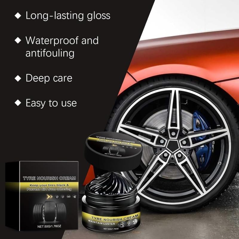 Gel Abrillantador De Llantas De Larga DuracióN, Tyre Nourish Cream, Tire Coating Paste Rapid Acting, Premium Tire Coating & Trim Restorer, Long-Lasting TireShine Gelfor For Car Tires (3PCS)