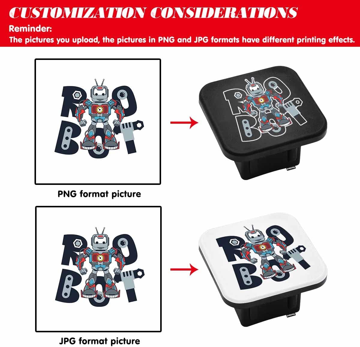 Customize Your AUTO Trailer Hitch Cover, Custom Pattern Tow Receiver Tube Plug Cap,2" Hitch Cover Plug Insert Compatible，2 Inch Rugged Rubber Receiver Tube Hitch Plug(1Pack)