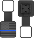 OGYE 2 Inch Trailer Hitch Cover with American Flag, Metal Trailer Hitch Cover Fit for 2 Inch Hitch Receivers Class 3 4 5,2'' Rubber Hitch Tube Cover Plug Cap (Black&Thin Blue line)