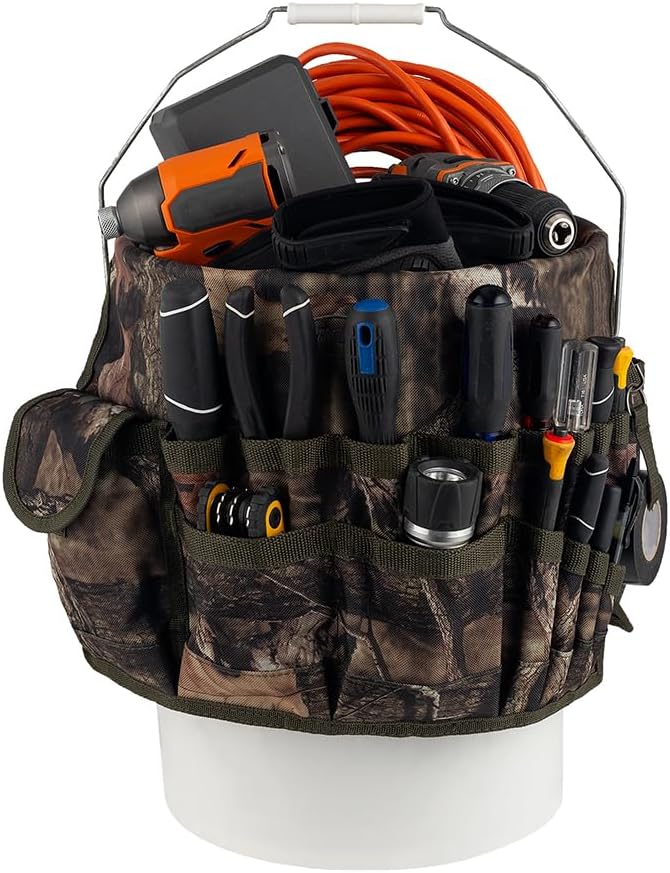 bucket boss - camo bucketeer bucket tool organizer, close-up detail