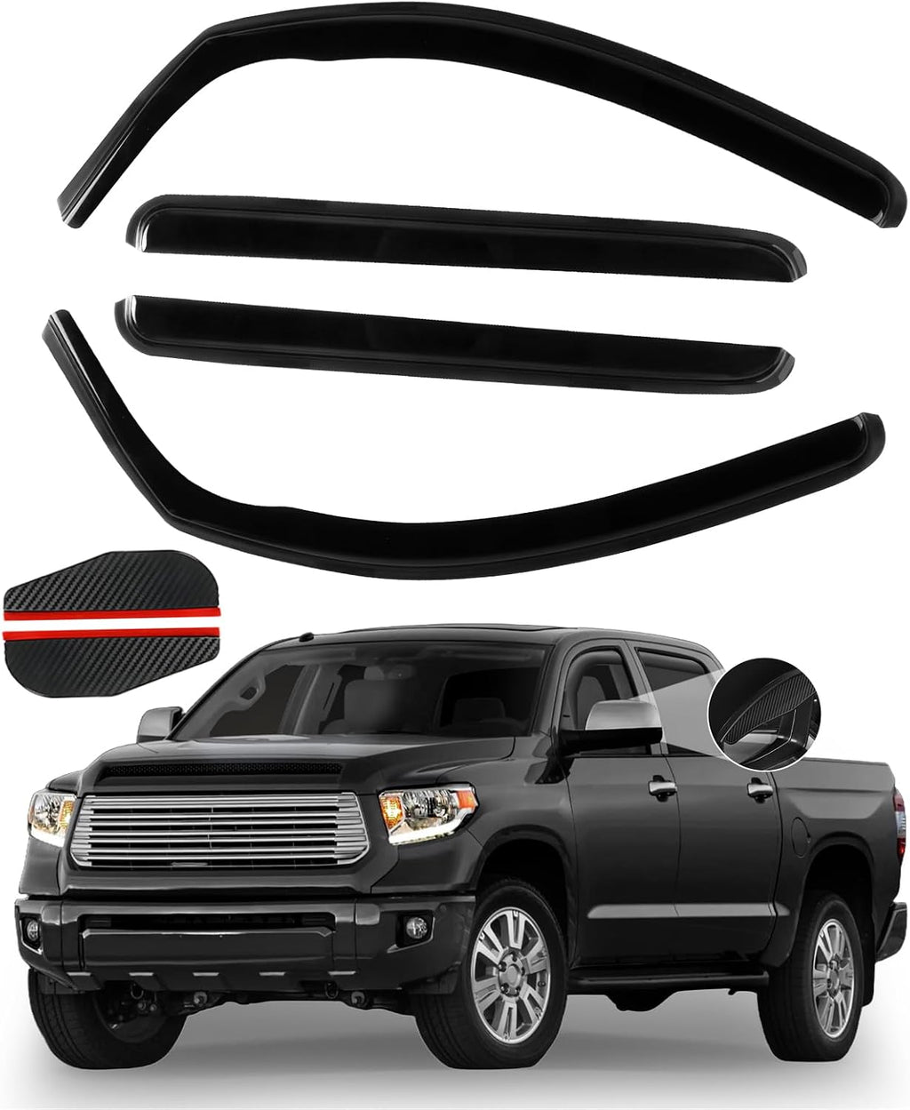 4PCS in Channel Rain Guards for Toyota Tundra Crew Max 2007 2008 2009 2010 2011