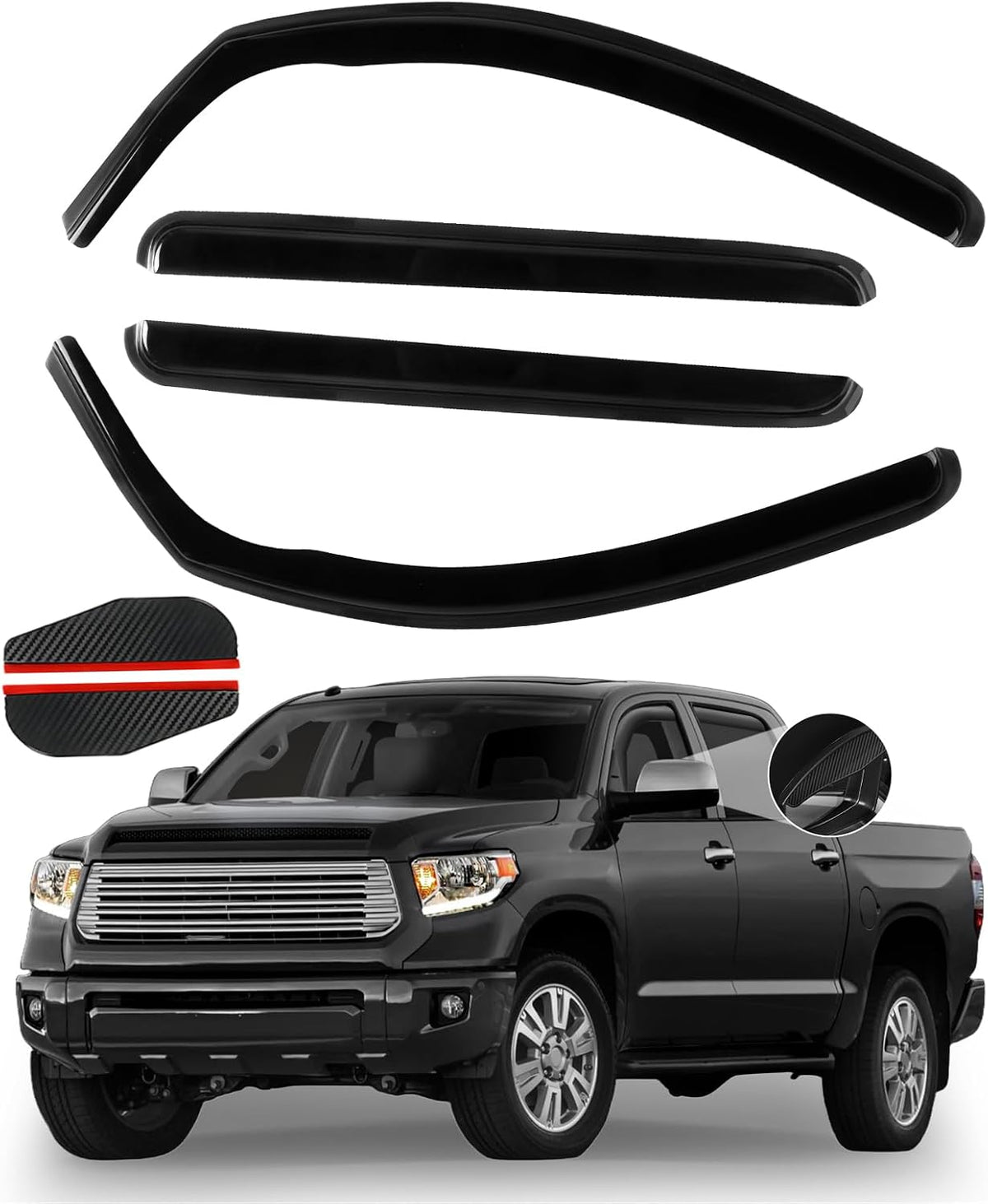 4PCS in Channel Rain Guards for Toyota Tundra Crew Max 2007 2008 2009 2010 2011