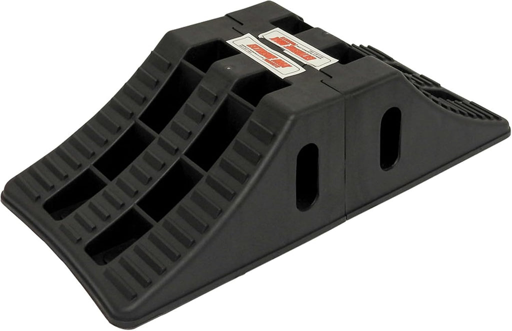 Extreme Max 5800.5852 Heavy-Duty Interlocking Wheel Chock for Tandem Axle Trailers and RVs - 9.2" x 8.2" x 4.7", Pair
