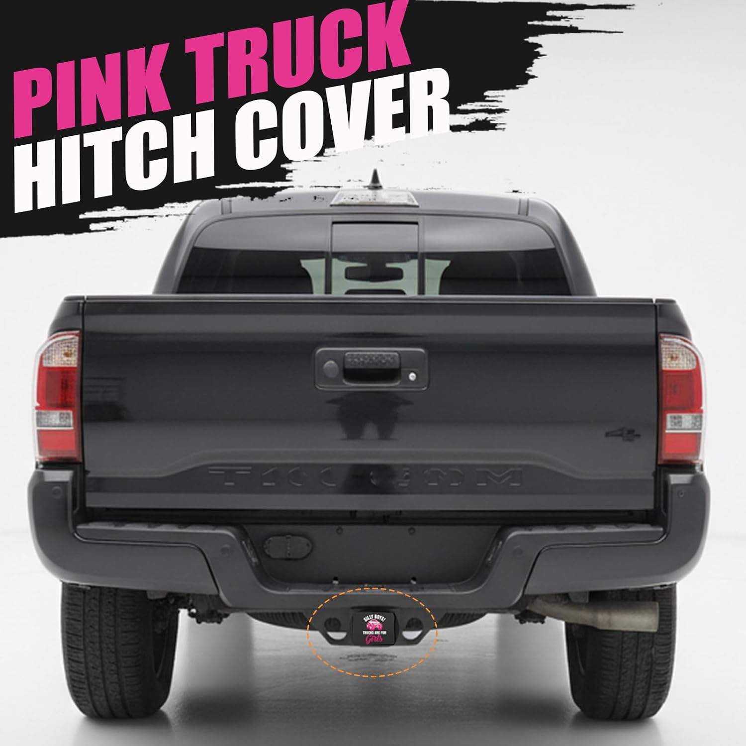 Pink Hitch Covers - Silly Boys Trucks are for Girls,Fits for 2 Inch Receivers with 5/8-Inch Pin Diameter Anti-Theft Hitch Lock,Funny Trailer Hitch Cover for Trucks, SUVs, Girl Pink Truck Accessories