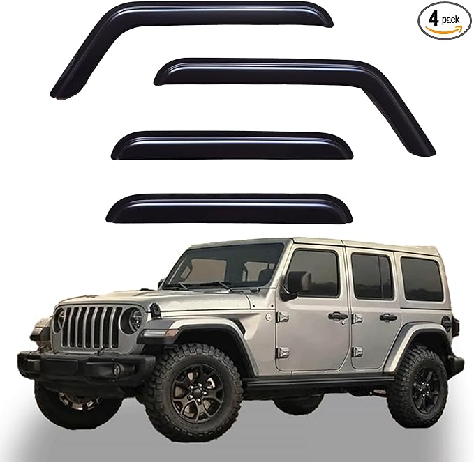 Window Visors Rain Guards fits 2018-2025 Wrangler JL Unlimited 4-Door, by Unknown