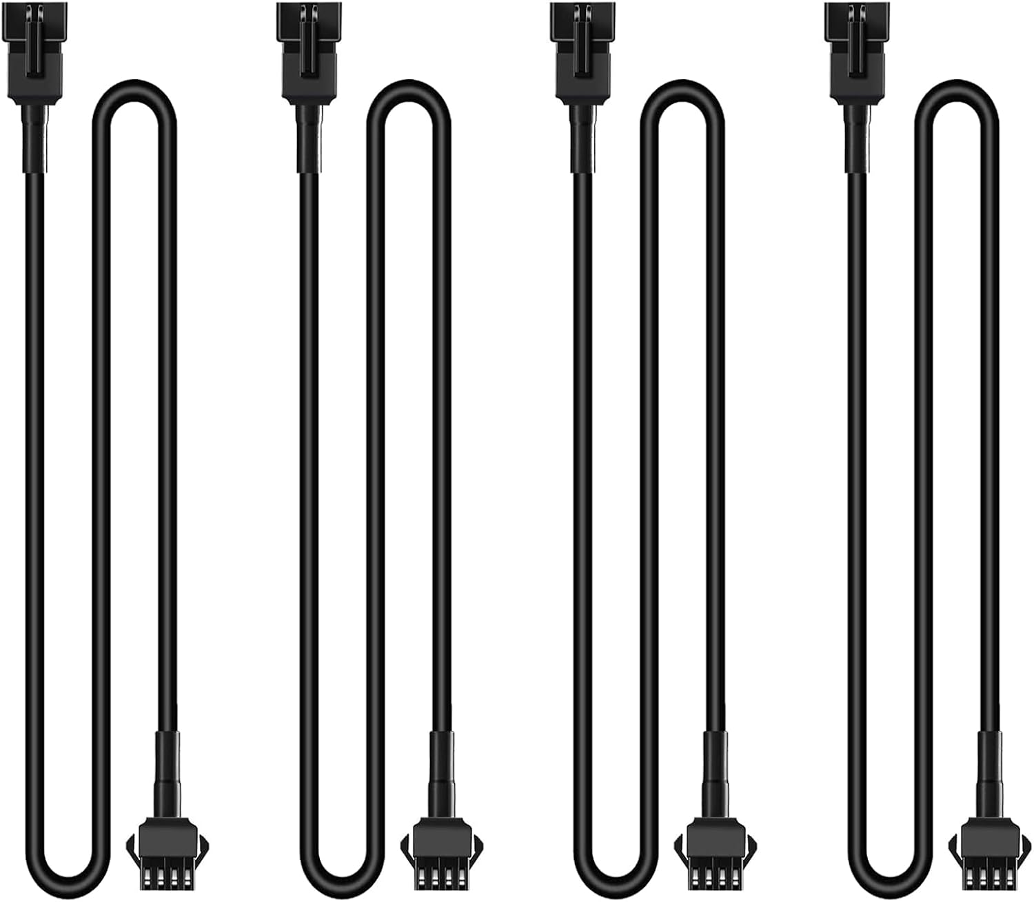 Hovano 4PCS 40 inch 4Pin Extension Cords and 4PCS 2-Way Splitters for LED Motorcycle ATV Trikes Golf Car Light Multi-Color Neon Strip Trucks Rock Lights