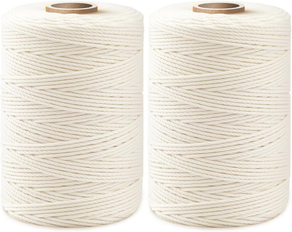 1,200ft (600ft x 2Rolls) Butchers Twine 2mm Cotton String for Cooking Kitchen Meat Turkey Sausage Roasting Baking Gift Wrapping DIY Crafts Crocheting Knitting