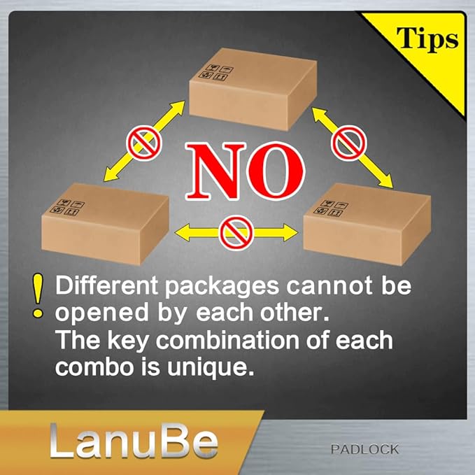 LanuBe Lock Laminated Steel Keyed Padlock, Keyed Alike Locks, Long Shackle - Image 5