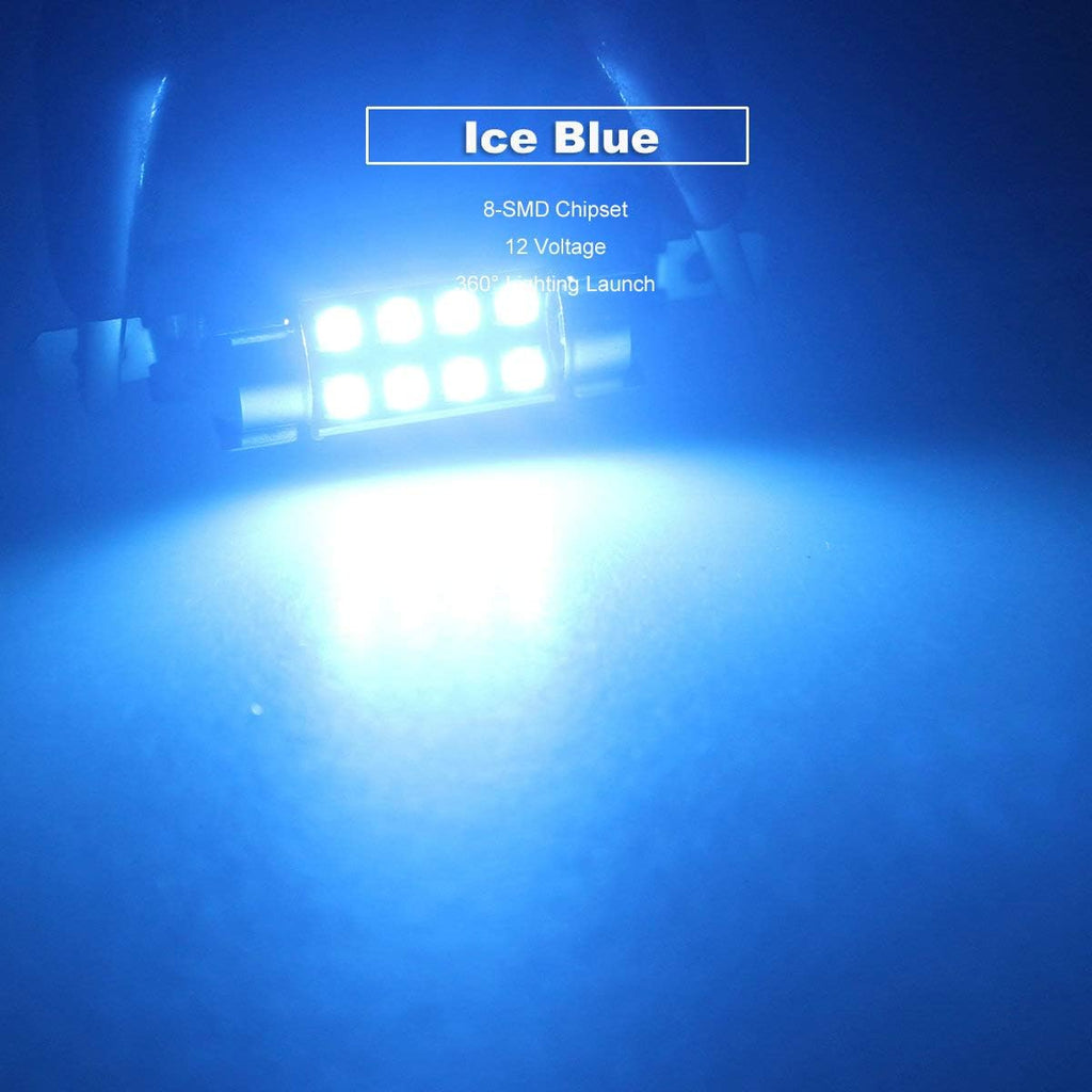 Ice Blue 36MM Festoon 6418 LED Map Dome Bulb Car Interior Light | DE3423 DE3425 Super Bright Also for Car Exterior License Plate Trunk Cargo Door Courtesy Light Canbus Error Free 10-Pack