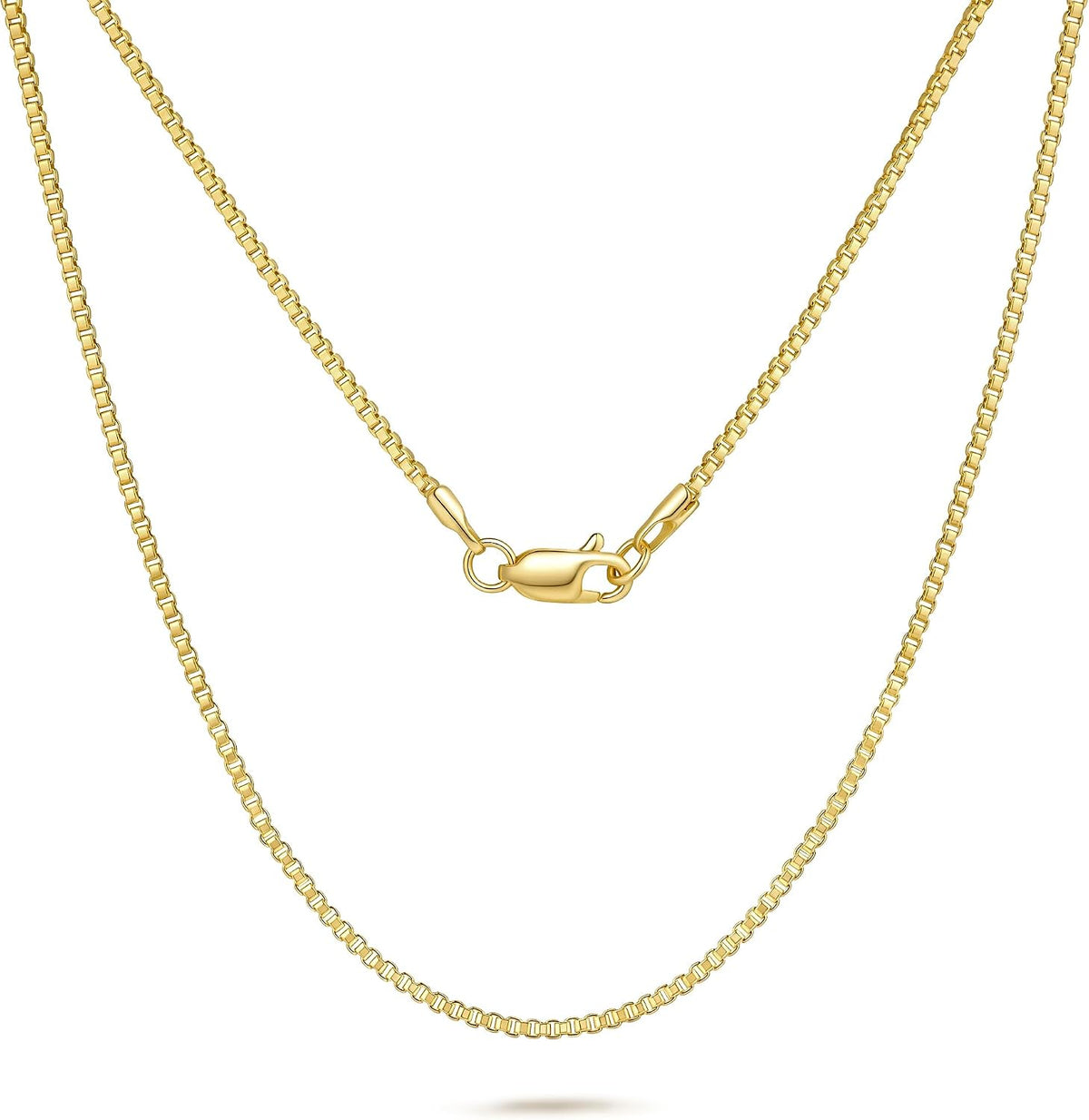 14k gold necklaces for women men 0.8/1.1/1.3mm box, main product view