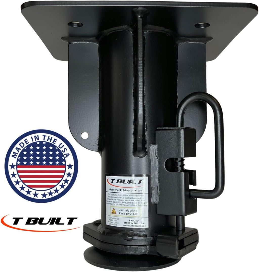 T-Built 5th Wheel to Gooseneck Adapter 12", Made in USA, Fifth Wheel to Gooseneck Adapter for RV Camper Trailer, 20.000 Pound Rating
