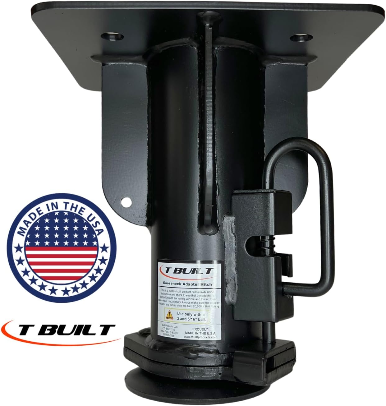 T-Built 5th Wheel to Gooseneck Adapter 12", Made in USA, Fifth Wheel to Gooseneck Adapter for RV Camper Trailer, 20.000 Pound Rating