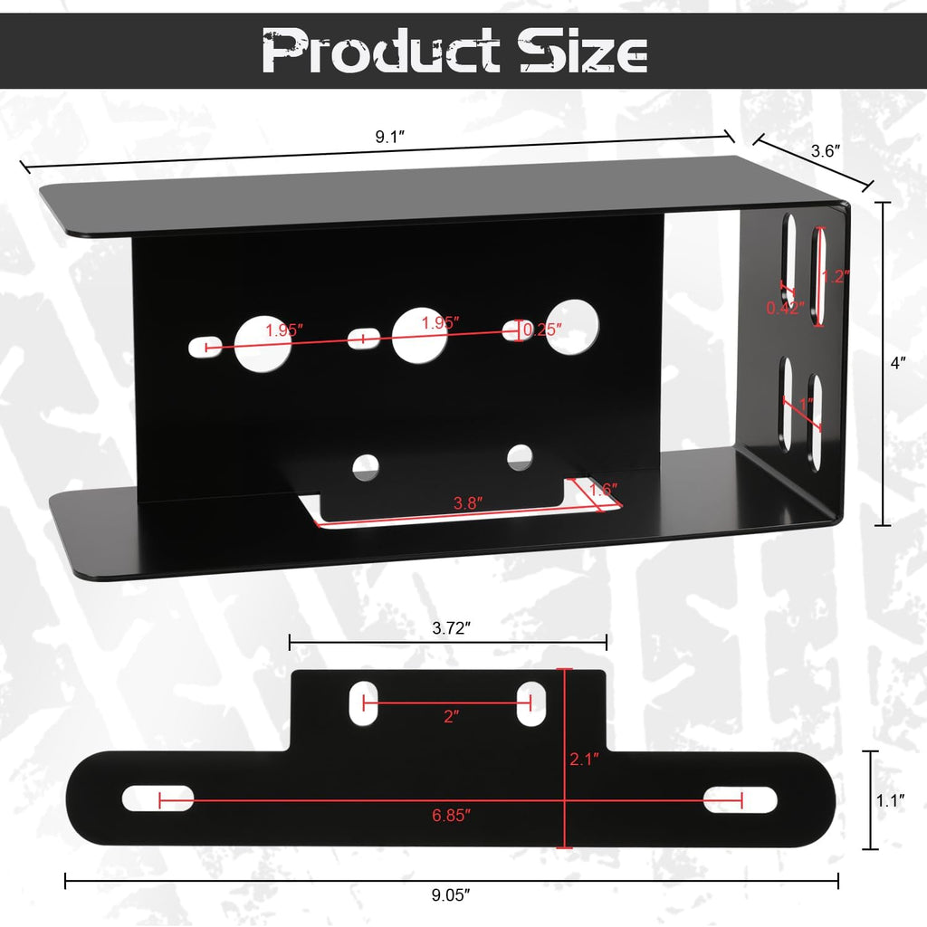 LINKITOM Rectangular Trailer Tail Light Mounting Box & License Plate Bracket, Left Right Guard Cover for Trailers Over 80" Boat Truck Marine Camper RV, Black Powder Coated Heavy Duty Steel