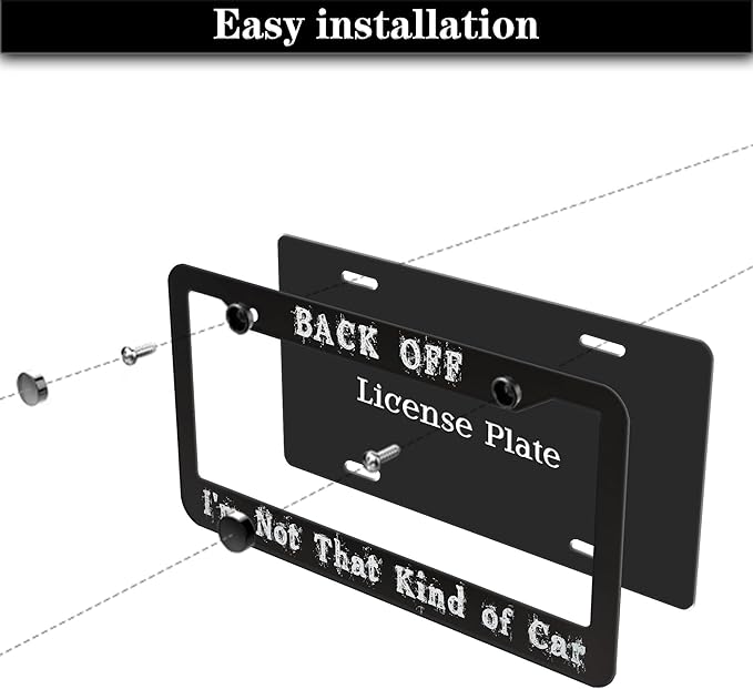 License Plate Holder Black and White License Plate Frames Back-Off I'm Not That - Image 7