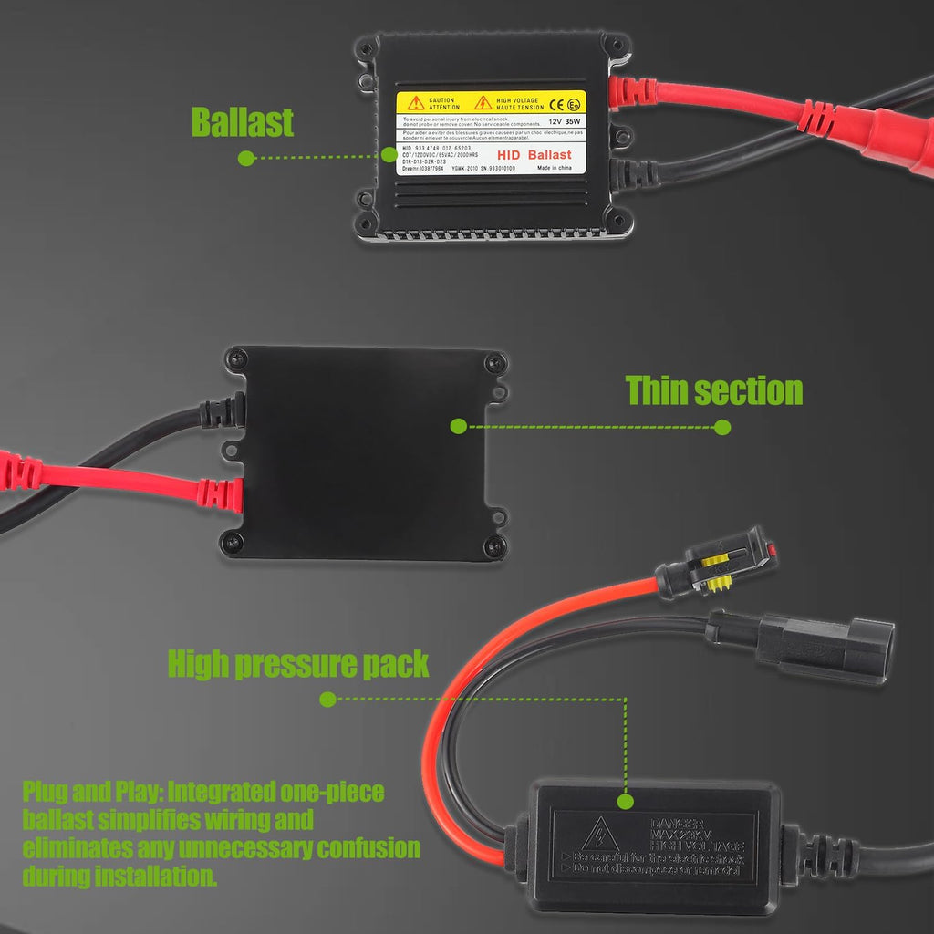 DC 12V 55W Ultrathin HID Ballast DC Xenon Lamp Ballast Automotive Headlight Stabilizer Suitable for H1 H3 H4 H7 H11 H13 9005 9006 9007 5202 880(Pack of 2pcs)