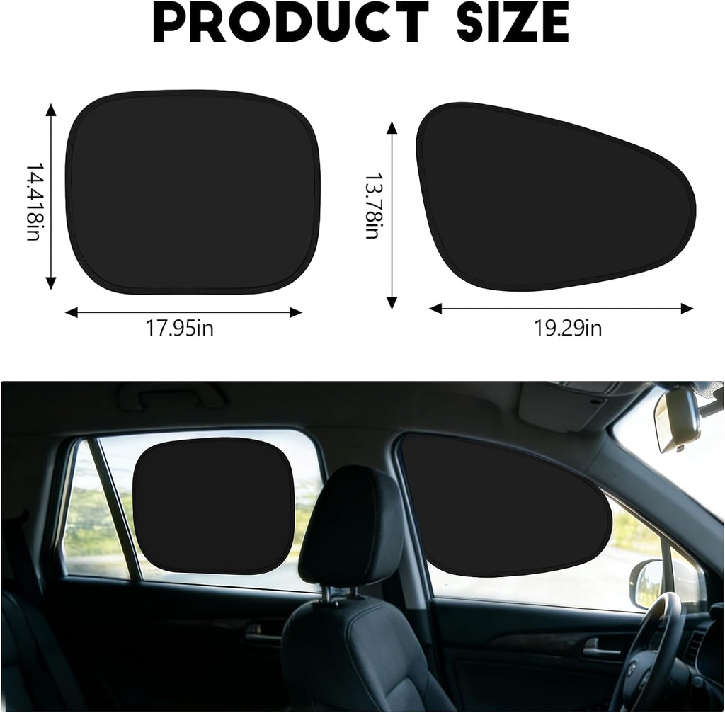 4PCS Car Window Shades, Static Cling Auto Front & Rear Side Window Sunshade, Foldable, PET+Blackout, Vehicle Sun Shade Blocker for Heat UV Glare Protection, Car Accessories (Front+Rear)